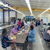 Madison teachers and staff enjoying the meal from the Back to School BBQ