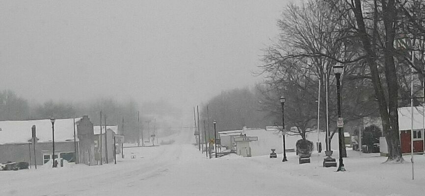 Photo was taken by Janice Carman in front of Appeal office on Feb 15, 2021, looking towards railroad tracks. Unable to see highway intersection.