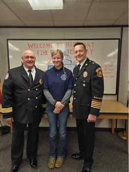 Dale Ransdell, Sarah Secrease, and State Fire Marshall Tim Bean on the first Fire Fighters Day in Missouri.